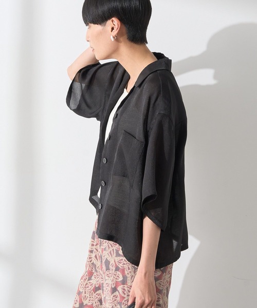 AMERICAN HOLIC(アメリカンホリック)の「接触冷感シアー開襟半袖シャツ(シャツ/ブラウス・レディース・ブルー/アイボリー/ブラック/モカ・M/L)」の17枚目の写真