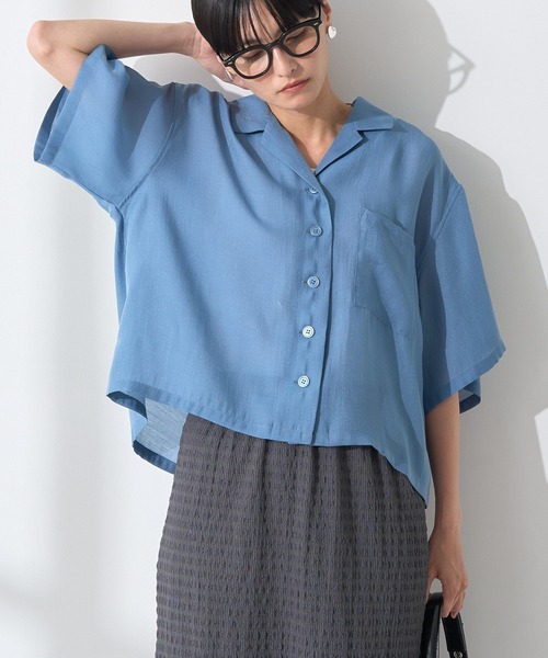 AMERICAN HOLIC(アメリカンホリック)の「接触冷感シアー開襟半袖シャツ(シャツ/ブラウス・レディース・ブルー/アイボリー/ブラック/モカ・M/L)」の12枚目の写真