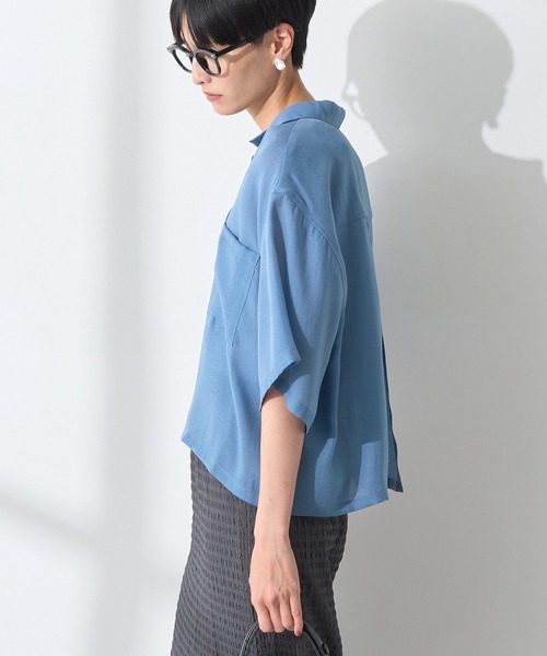 AMERICAN HOLIC(アメリカンホリック)の「接触冷感シアー開襟半袖シャツ(シャツ/ブラウス・レディース・ブルー/アイボリー/ブラック/モカ・M/L)」の11枚目の写真