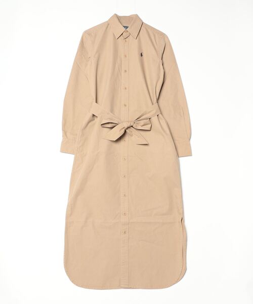 RALPH LAUREN ラルフローレン シャツワンピース トレンチ ベルト ストライプド コットン オックスフォード ベルテッド シャツ