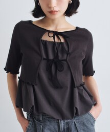 CODE A（コードエー）の「chic border 2way ribbon cardigan（カーディガン/ボレロ）」
