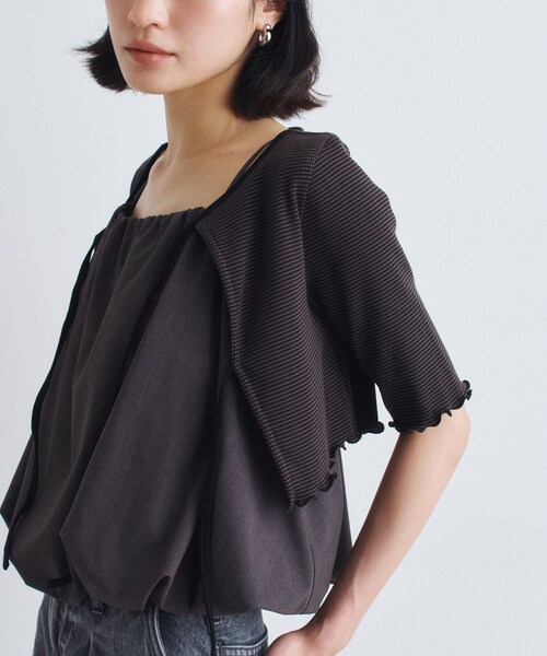 CODE A(コードエー)の「chic border 2way ribbon cardigan(カーディガン/ボレロ・レディース・ブラック系2/ホワイト系3/ブラウン系その他3・00)」の13枚目の写真