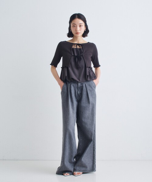 CODE A(コードエー)の「chic border 2way ribbon cardigan(カーディガン/ボレロ・レディース・ブラック系2/ホワイト系3/ブラウン系その他3・00)」の15枚目の写真
