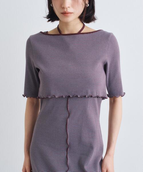 CODE A(コードエー)の「chic border 2way ribbon cardigan(カーディガン/ボレロ・レディース・ブラック系2/ホワイト系3/ブラウン系その他3・00)」の4枚目の写真