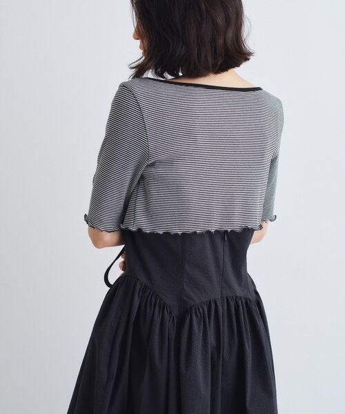 CODE A(コードエー)の「chic border 2way ribbon cardigan(カーディガン/ボレロ・レディース・ブラック系2/ホワイト系3/ブラウン系その他3・00)」の7枚目の写真