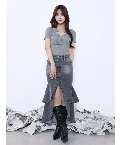 EATME（イートミー）の「フレアマーメイドデニムスカート（デニムスカート・レディース・ピンク/ブラック/ライトブルー・SMALL/MEDIUM）」の6枚目の写真