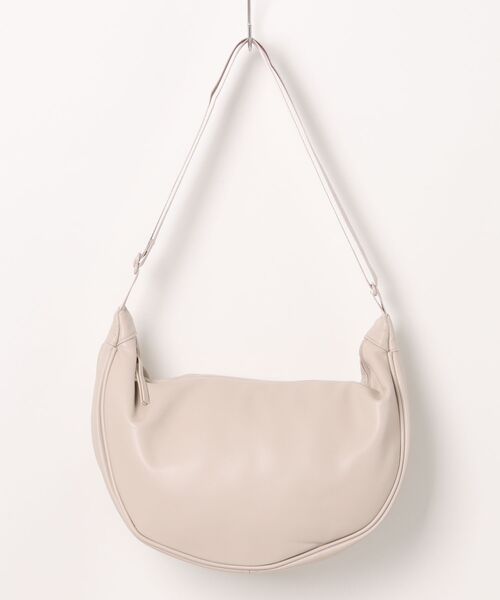 セール】【撥水PU・軽い◎】レザータッチラウンドショルダーバッグ