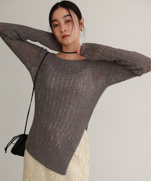 TENTO（テント）の「針抜きリブニットプルオーバー（ニット/セーター・レディース・ブラウン/ベージュ・FREE）」の2枚目の写真