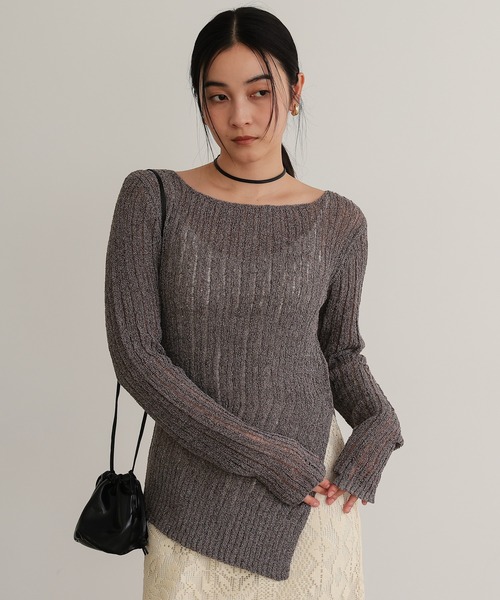 TENTO（テント）の「針抜きリブニットプルオーバー（ニット/セーター・レディース・ブラウン/ベージュ・FREE）」の3枚目の写真
