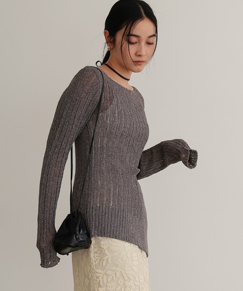 TENTO（テント）の「針抜きリブニットプルオーバー（ニット/セーター・レディース・ブラウン/ベージュ・FREE）」の4枚目の写真