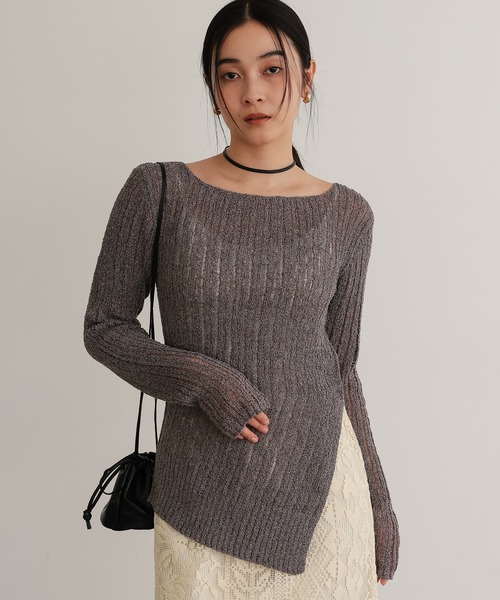 TENTO（テント）の「針抜きリブニットプルオーバー（ニット/セーター・レディース・ブラウン/ベージュ・FREE）」の5枚目の写真