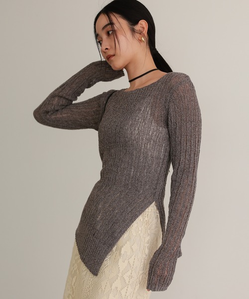 TENTO（テント）の「針抜きリブニットプルオーバー（ニット/セーター・レディース・ブラウン/ベージュ・FREE）」の6枚目の写真