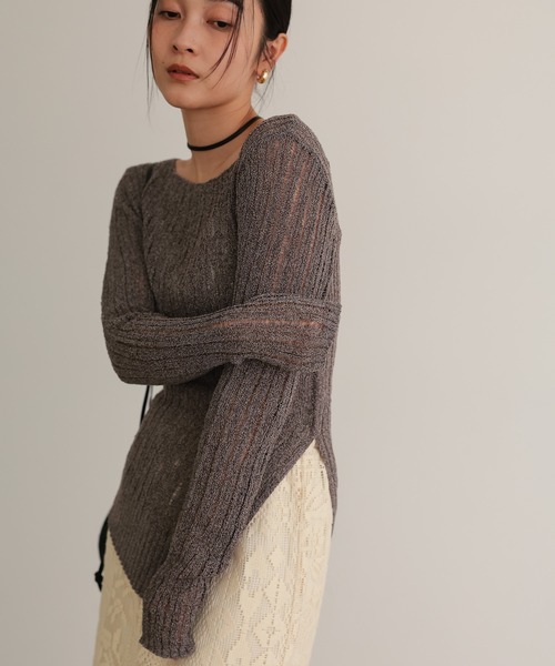 TENTO（テント）の「針抜きリブニットプルオーバー（ニット/セーター・レディース・ブラウン/ベージュ・FREE）」の7枚目の写真