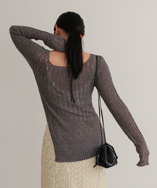 TENTO（テント）の「針抜きリブニットプルオーバー（ニット/セーター・レディース・ブラウン/ベージュ・FREE）」の8枚目の写真