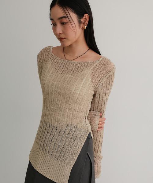TENTO（テント）の「針抜きリブニットプルオーバー（ニット/セーター・レディース・ブラウン/ベージュ・FREE）」の10枚目の写真