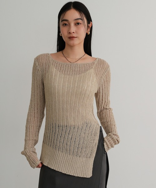 TENTO（テント）の「針抜きリブニットプルオーバー（ニット/セーター・レディース・ブラウン/ベージュ・FREE）」の12枚目の写真
