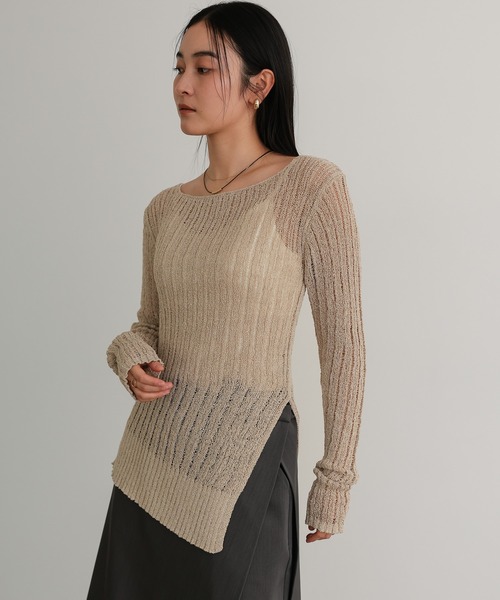 TENTO（テント）の「針抜きリブニットプルオーバー（ニット/セーター・レディース・ブラウン/ベージュ・FREE）」の13枚目の写真