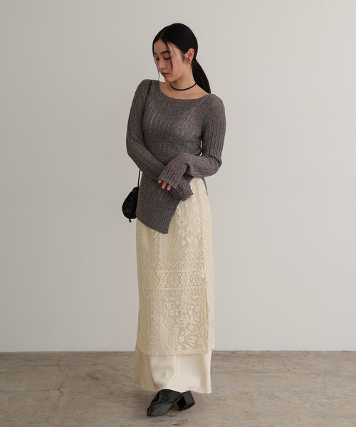 TENTO（テント）の「針抜きリブニットプルオーバー（ニット/セーター・レディース・ブラウン/ベージュ・FREE）」の21枚目の写真