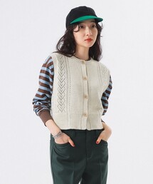 「BEAMS BOY」 ニットベスト - ベージュ レディース BEAMS BOY ビームスボーイ レディース ベスト/ノースリーブ