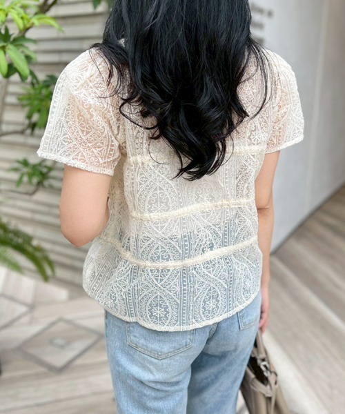 MODE ROBE(モードローブ)の「レースリボンショートブラウス(シャツ/ブラウス・レディース・アイボリー・FREE)」の11枚目の写真