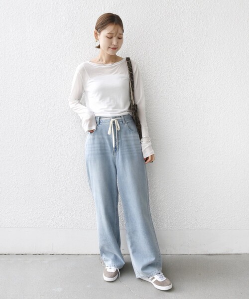 SHIPS（シップス）の「シアー フライス ロング スリーブ カットソー（Tシャツ/カットソー・レディース・ピンク/ホワイト/ブラック・ONE SIZE）」の4枚目の写真