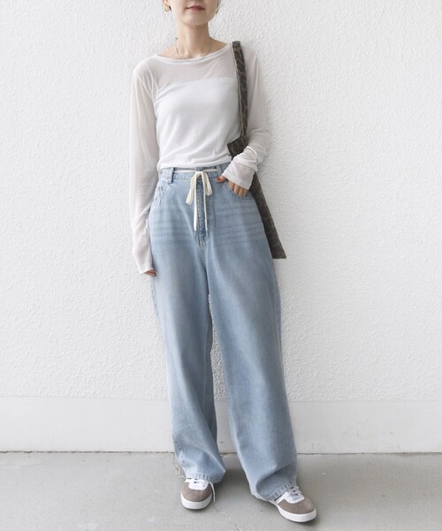SHIPS（シップス）の「シアー フライス ロング スリーブ カットソー（Tシャツ/カットソー・レディース・ピンク/ホワイト/ブラック・ONE SIZE）」の5枚目の写真