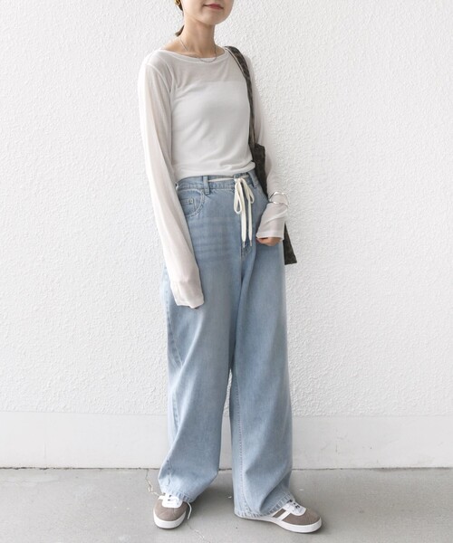 SHIPS（シップス）の「シアー フライス ロング スリーブ カットソー（Tシャツ/カットソー・レディース・ピンク/ホワイト/ブラック・ONE SIZE）」の6枚目の写真
