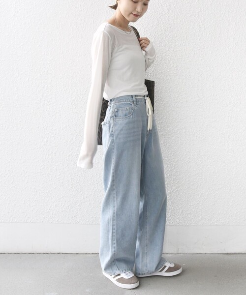 SHIPS（シップス）の「シアー フライス ロング スリーブ カットソー（Tシャツ/カットソー・レディース・ピンク/ホワイト/ブラック・ONE SIZE）」の8枚目の写真