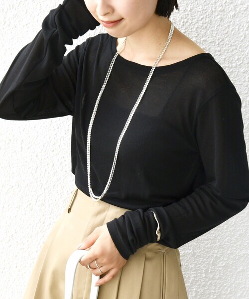 SHIPS（シップス）の「シアー フライス ロング スリーブ カットソー（Tシャツ/カットソー・レディース・ピンク/ホワイト/ブラック・ONE SIZE）」の18枚目の写真