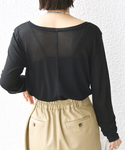 SHIPS（シップス）の「シアー フライス ロング スリーブ カットソー（Tシャツ/カットソー・レディース・ピンク/ホワイト/ブラック・ONE SIZE）」の19枚目の写真