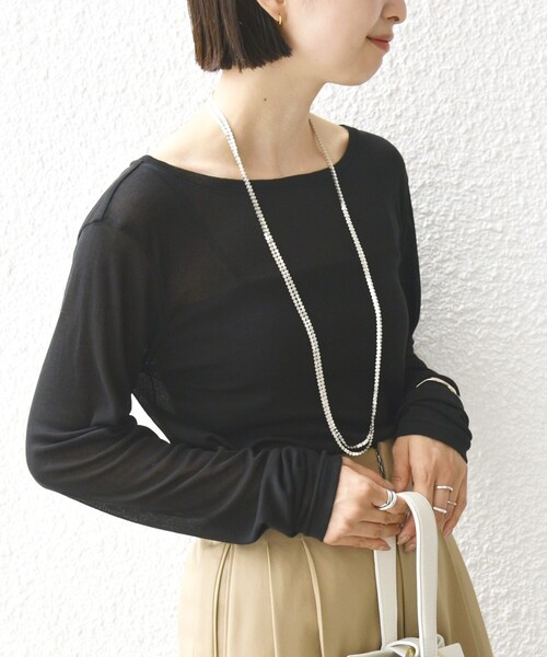 SHIPS（シップス）の「シアー フライス ロング スリーブ カットソー（Tシャツ/カットソー・レディース・ピンク/ホワイト/ブラック・ONE SIZE）」の20枚目の写真