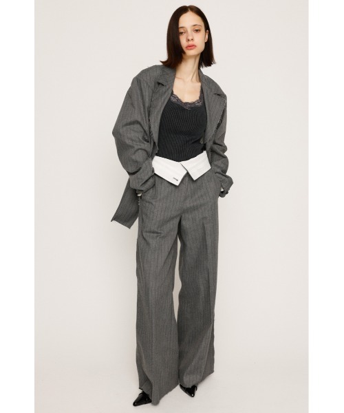 SLY（スライ）の「LACE DOCKING RIB TANK レース ドッキング リブ タンク 夏服 秋服 ノースリーブトップス（タンクトップ・レディース・オフホワイト/ライトブラック/ピンク・FREE）」の8枚目の写真