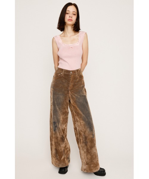 SLY（スライ）の「LACE DOCKING RIB TANK レース ドッキング リブ タンク 夏服 秋服 ノースリーブトップス（タンクトップ・レディース・オフホワイト/ライトブラック/ピンク・FREE）」の11枚目の写真