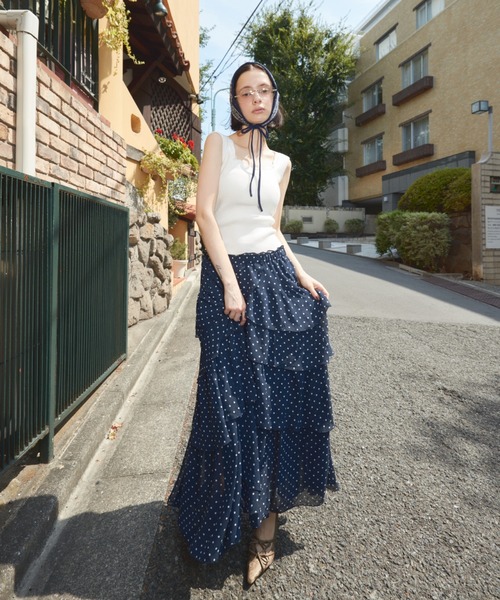 SLY（スライ）の「LACE DOCKING RIB TANK レース ドッキング リブ タンク 夏服 秋服 ノースリーブトップス（タンクトップ・レディース・オフホワイト/ライトブラック/ピンク・FREE）」の21枚目の写真