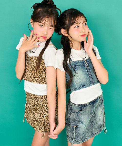 ANAP GｉRL（アナップガール）の「バッグ スピンドル ビスチェ × Tシャツ SET 【キッズお揃い】（Tシャツ/カットソー・キッズ・ブルー/ベージュ・M/S/XS）」の3枚目の写真