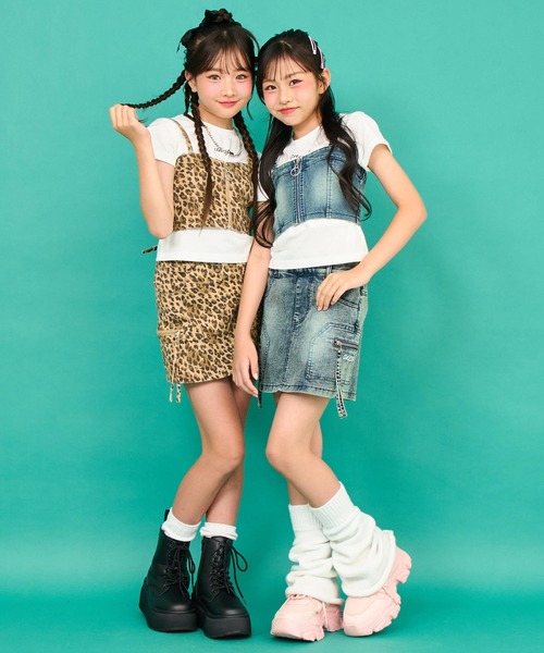 ANAP GｉRL（アナップガール）の「バッグ スピンドル ビスチェ × Tシャツ SET 【キッズお揃い】（Tシャツ/カットソー・キッズ・ブルー/ベージュ・M/S/XS）」の4枚目の写真