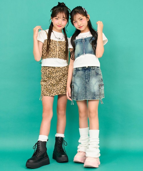 ANAP GｉRL（アナップガール）の「バッグ スピンドル ビスチェ × Tシャツ SET 【キッズお揃い】（Tシャツ/カットソー・キッズ・ブルー/ベージュ・M/S/XS）」の5枚目の写真