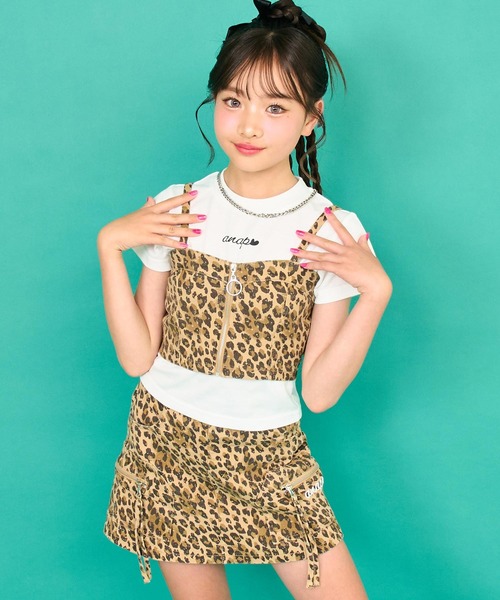 ANAP GｉRL（アナップガール）の「バッグ スピンドル ビスチェ × Tシャツ SET 【キッズお揃い】（Tシャツ/カットソー・キッズ・ブルー/ベージュ・M/S/XS）」の6枚目の写真