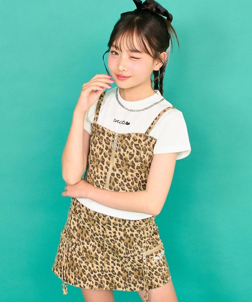 ANAP GｉRL（アナップガール）の「バッグ スピンドル ビスチェ × Tシャツ SET 【キッズお揃い】（Tシャツ/カットソー・キッズ・ブルー/ベージュ・M/S/XS）」の7枚目の写真