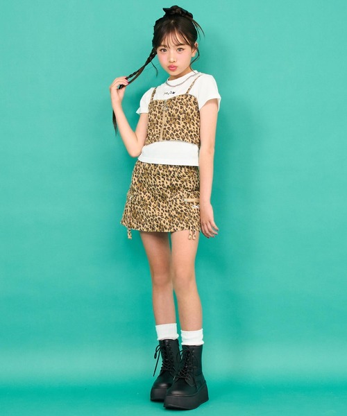 ANAP GｉRL（アナップガール）の「バッグ スピンドル ビスチェ × Tシャツ SET 【キッズお揃い】（Tシャツ/カットソー・キッズ・ブルー/ベージュ・M/S/XS）」の10枚目の写真