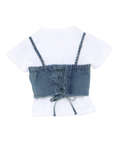 ANAP GｉRL（アナップガール）の「バッグ スピンドル ビスチェ × Tシャツ SET 【キッズお揃い】（Tシャツ/カットソー・キッズ・ブルー/ベージュ・M/S/XS）」の16枚目の写真