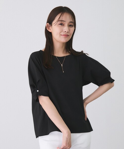 Jayro(ジャイロ)の「袖パール釦ブラウス(シャツ/ブラウス・レディース・ホワイト系その他/ブラック・M)」の6枚目の写真
