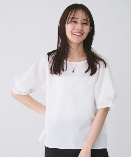 Jayro(ジャイロ)の「袖パール釦ブラウス(シャツ/ブラウス・レディース・ホワイト系その他/ブラック・M)」の4枚目の写真