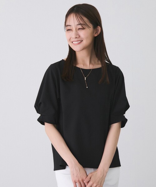 Jayro(ジャイロ)の「袖パール釦ブラウス(シャツ/ブラウス・レディース・ホワイト系その他/ブラック・M)」の3枚目の写真