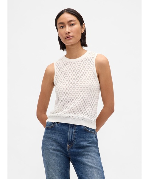 GAP(ギャップ)の「CashSoft カシミヤタッチ ライトウェイト クロップド タンクトップ(ニット/セーター・レディース・ブラック/アイボリー・XS/S/M/L/XL/XXS)」の2枚目の写真