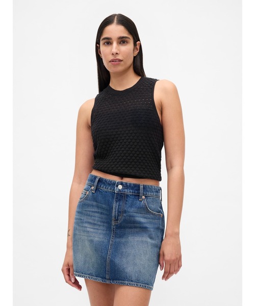 GAP(ギャップ)の「CashSoft カシミヤタッチ ライトウェイト クロップド タンクトップ(ニット/セーター・レディース・ブラック/アイボリー・XS/S/M/L/XL/XXS)」の1枚目の写真
