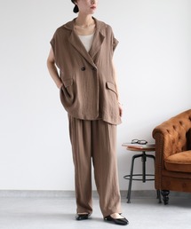 cepo（セポ）の「〈セットアップ対応〉落ち感のあるトロミ素材 テーラードオーバーロングジレ（ベスト）」