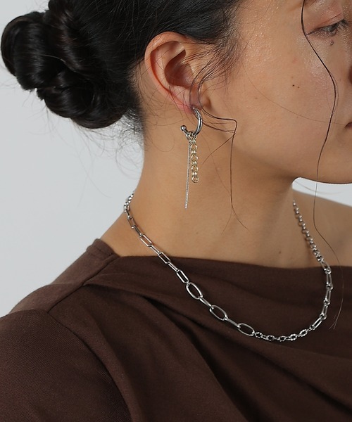 COLONY 2139（コロニートゥーワンスリーナイン）の「アンカーフープチェーンピアス（ピアス（両耳用）・レディース・シルバー×ゴールド・FREE）」の4枚目の写真