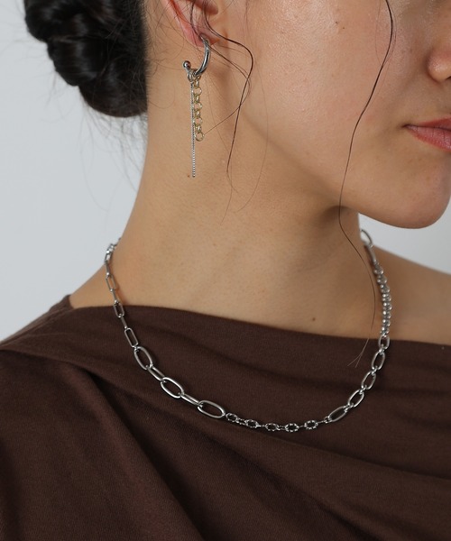 COLONY 2139（コロニートゥーワンスリーナイン）の「アンカーフープチェーンピアス（ピアス（両耳用）・レディース・シルバー×ゴールド・FREE）」の5枚目の写真