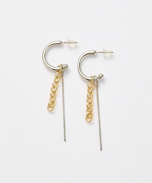 COLONY 2139（コロニートゥーワンスリーナイン）の「アンカーフープチェーンピアス（ピアス（両耳用）・レディース・シルバー×ゴールド・FREE）」の7枚目の写真